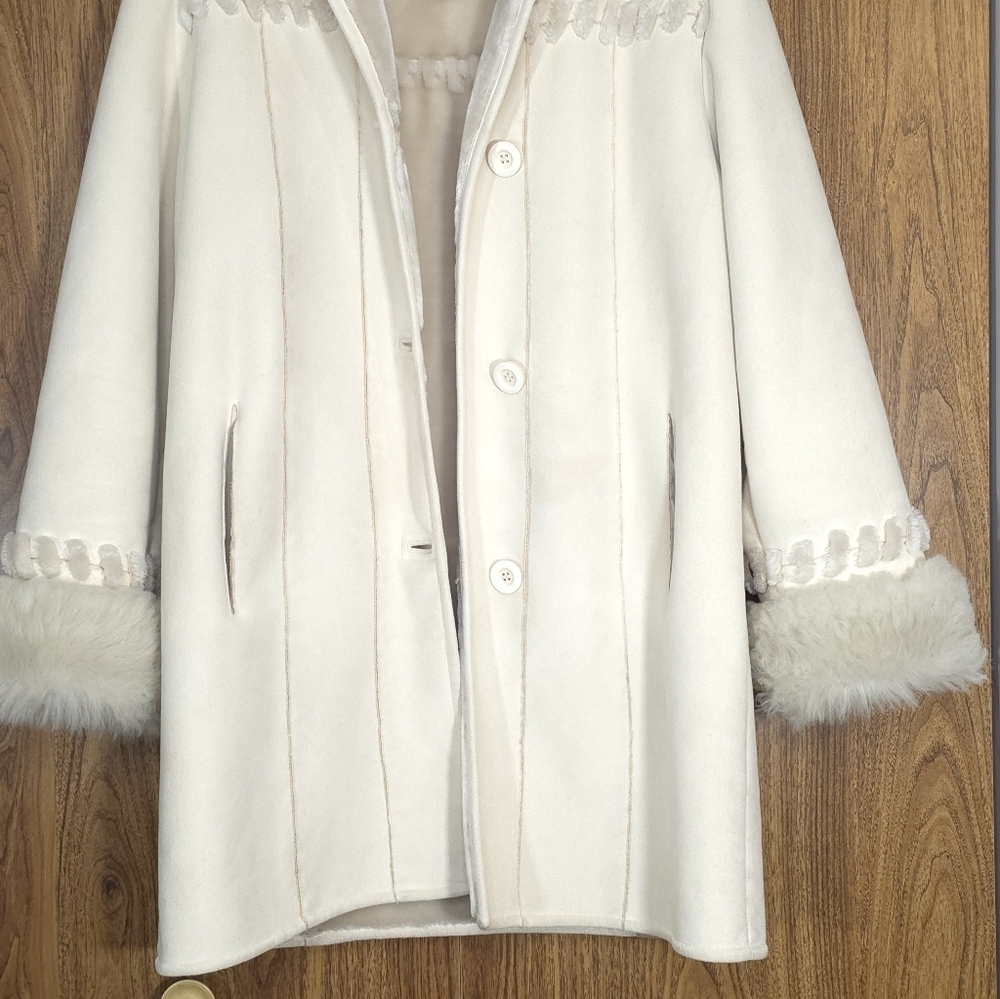 Vtg Cream Penny Lane 70s Faux Fur And Suede Size M Bohochic Penny Lane - Picture 7 of 10